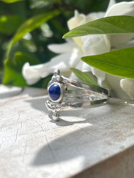 Lapis Lazuli Ring - Sterling Silver Split Band Ring - Kathy Sayce Jewellery