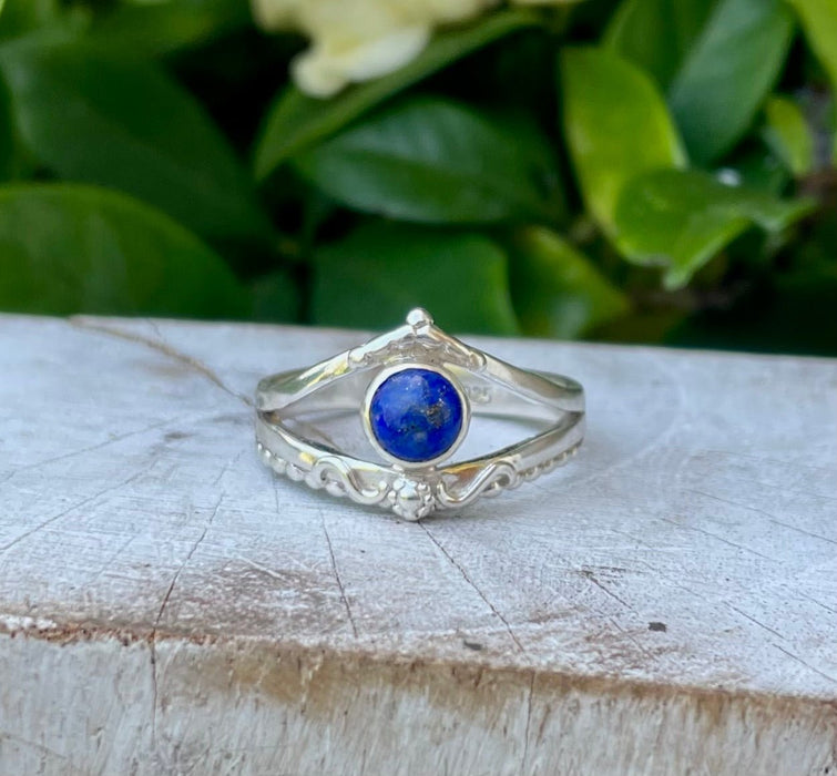 Lapis Lazuli Ring – Sterling Silver Split Band Ring - Kathy Sayce Jewellery