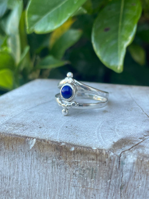 Lapis Lazuli Ring - Sterling Silver Split Band Ring - Kathy Sayce Jewellery