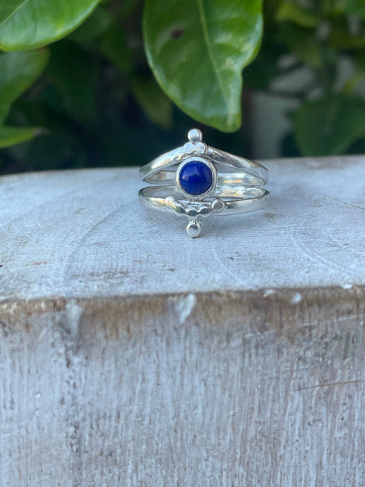 Lapis Lazuli Ring - Sterling Silver Split Band Ring - Kathy Sayce Jewellery