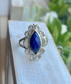 Lapis Lazuli Statement Ring – Sterling Silver Split Band Gemstone Ring - Kathy Sayce Jewellery
