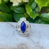 Lapis Lazuli Statement Ring – Sterling Silver Split Band Gemstone Ring - Kathy Sayce Jewellery