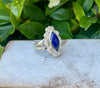 Lapis Lazuli Statement Ring – Sterling Silver Split Band Gemstone Ring - Kathy Sayce Jewellery