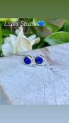 Lapis Lazuli Stud Earrings – Sterling Silver Round Gemstone Earrings - Kathy Sayce Jewellery