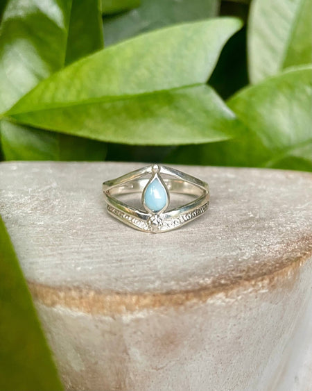 Larimar Split Band Ring – Handcrafted Sterling Silver Statement Ring - Kathy Sayce Jewellery