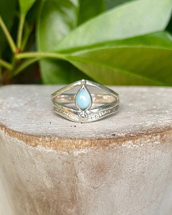 Larimar Split Band Ring – Handcrafted Sterling Silver Statement Ring - Kathy Sayce Jewellery