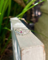 Leaf and Rose Ring - Sterling Silver with Rhodolite Garnet - Size L - Kathy Sayce Jewellery