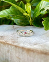 Leaf and Rose Ring - Sterling Silver with Rhodolite Garnet - Size L - Kathy Sayce Jewellery