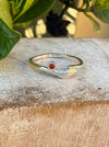 Leaf Ring - Sterling Silver with Red Sapphire - Kathy Sayce Jewellery