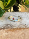 Leaf Ring - Sterling Silver with Red Sapphire - Kathy Sayce Jewellery