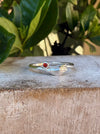 Leaf Ring - Sterling Silver with Red Sapphire - Kathy Sayce Jewellery