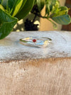 Leaf Ring - Sterling Silver with Red Sapphire - Kathy Sayce Jewellery
