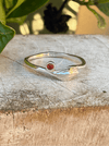 Leaf Ring - Sterling Silver with Red Sapphire - Kathy Sayce Jewellery