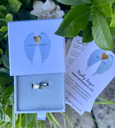Made to Order Angel Wing Ring in Sterling Silver – Custom Gemstone Ring – Handmade Open Band Ring - Kathy Sayce Jewellery