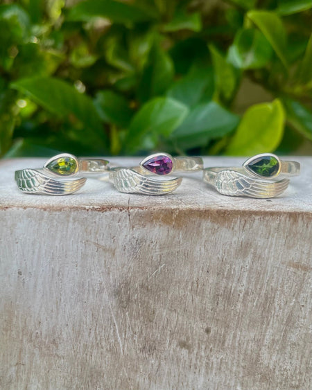 Made to Order Angel Wing Ring in Sterling Silver – Custom Gemstone Ring – Handmade Open Band Ring - Kathy Sayce Jewellery