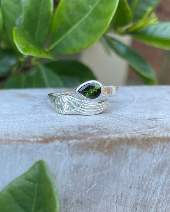 Made to Order Angel Wing Ring in Sterling Silver – Custom Gemstone Ring – Handmade Open Band Ring - Kathy Sayce Jewellery