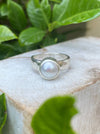 Made to Order Freshwater Pearl Ring – Wide Hammered Sterling Silver Band - Kathy Sayce Jewellery
