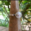 Made to Order Freshwater Pearl Ring with Hammered Band - Kathy Sayce Jewellery