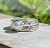 Made to Order Freshwater Pearl Ring with Hammered Band - Kathy Sayce Jewellery