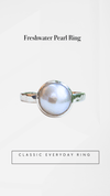 Made to Order Freshwater Pearl Ring with Hammered Band - Kathy Sayce Jewellery