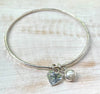 Made to Order Gemstone Heart Charm Bangle - Choice of Gemstone - Sterling Silver Jewellery - Kathy Sayce Jewellery