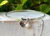 Made to Order Gemstone Heart Charm Bangle - Choice of Gemstone - Sterling Silver Jewellery - Kathy Sayce Jewellery