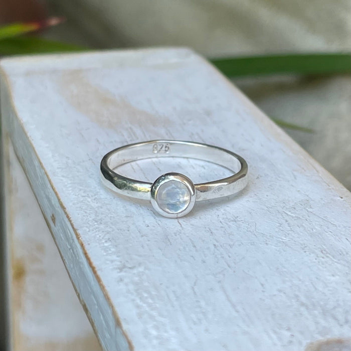 Made to Order - ‘Hearts and Angels’ Moonstone Stacking Ring | Sterling Silver Band - Kathy Sayce Jewellery
