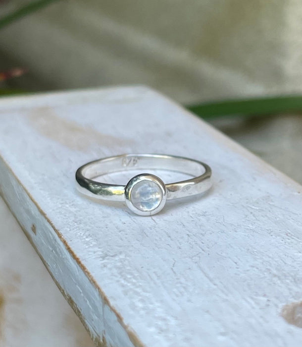 Made to Order - ‘Hearts and Angels’ Moonstone Stacking Ring | Sterling Silver Band - Kathy Sayce Jewellery