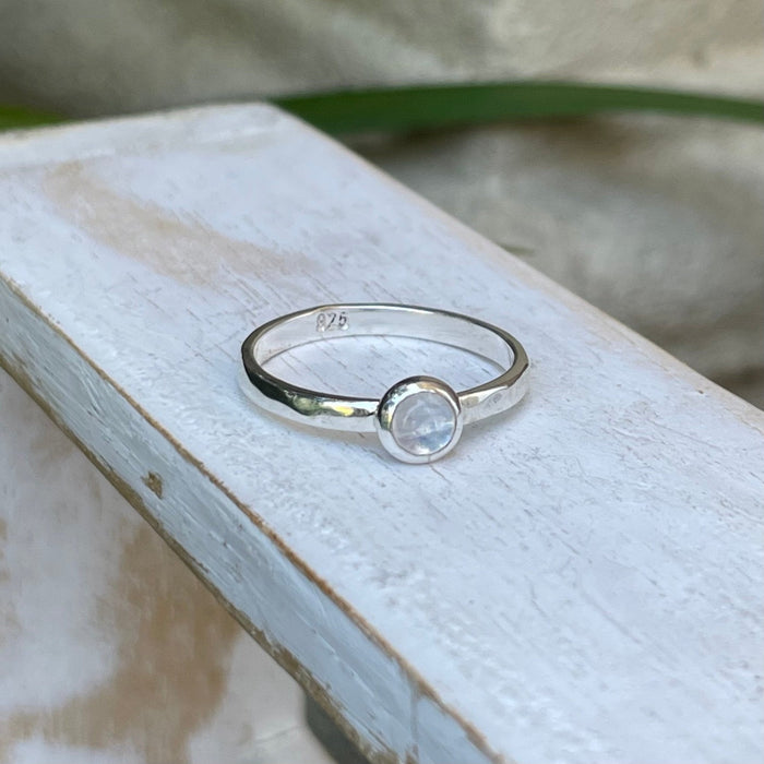 Made to Order - ‘Hearts and Angels’ Moonstone Stacking Ring | Sterling Silver Band - Kathy Sayce Jewellery