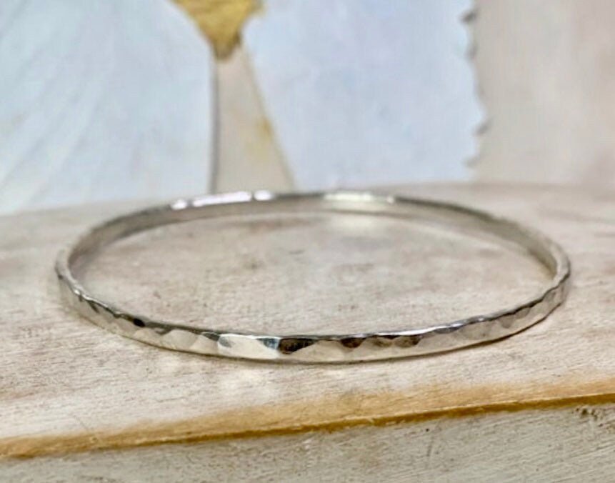 Made to Order Reflection Bangle – Hammered Sterling Silver Bangle - Kathy Sayce Jewellery