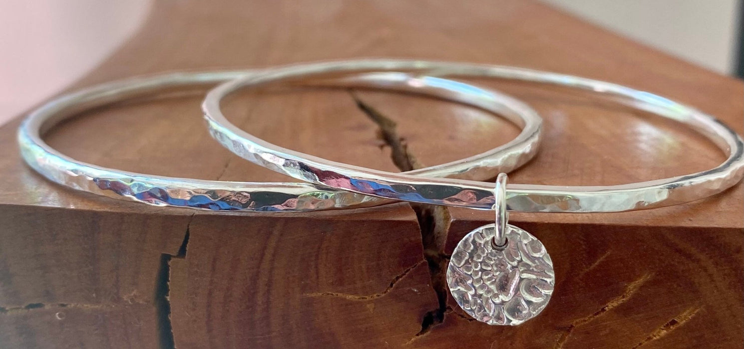 Made to Order Reflection Bangle – Hammered Sterling Silver Bangle - Kathy Sayce Jewellery