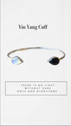 Made to Order Yin and Yang Cuff – Black Onyx and Moonstone in Sterling Silver - Kathy Sayce Jewellery