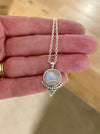 Moonstone and Blue Topaz Pendant - 45cm Sterling Silver Rolo Chain - Kathy Sayce Jewellery