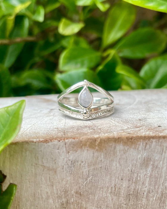 Moonstone Split Band Ring – Handcrafted Sterling Silver Gemstone Ring - Kathy Sayce Jewellery