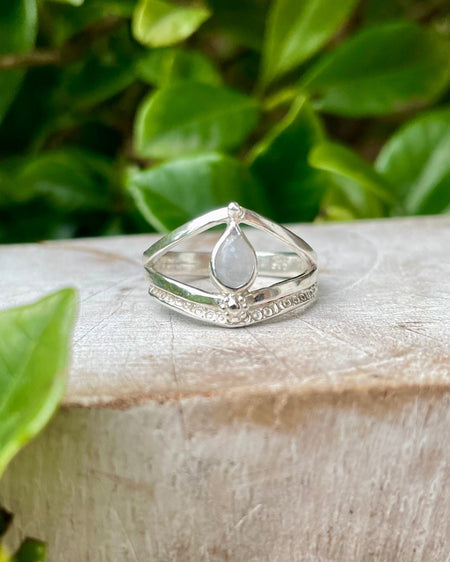 Moonstone Split Band Ring – Handcrafted Sterling Silver Gemstone Ring - Kathy Sayce Jewellery