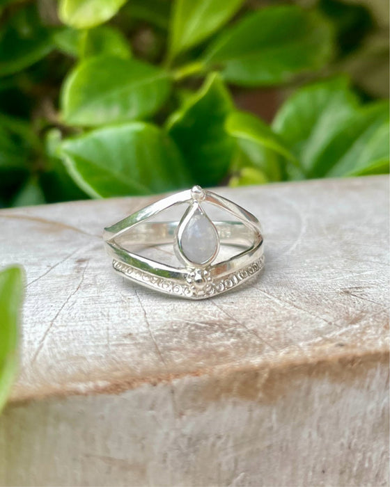 Moonstone Split Band Ring – Handcrafted Sterling Silver Gemstone Ring - Kathy Sayce Jewellery