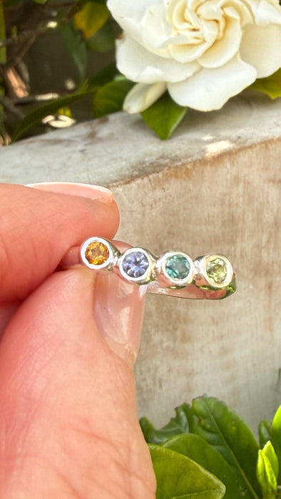 Multi-Stone Sterling Silver Ring with Citrine, Iolite, Tourmaline & Peridot - Kathy Sayce Jewellery