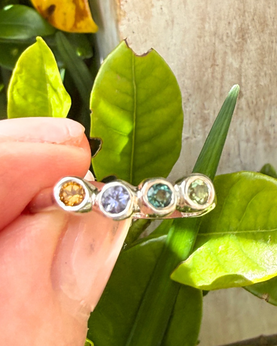 Multi-Stone Sterling Silver Ring with Citrine, Iolite, Tourmaline & Peridot - Kathy Sayce Jewellery
