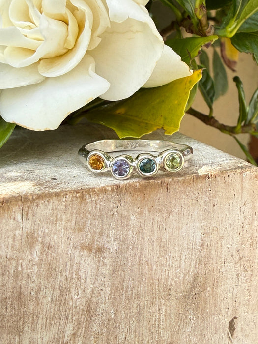 Multi-Stone Sterling Silver Ring with Citrine, Iolite, Tourmaline & Peridot - Kathy Sayce Jewellery