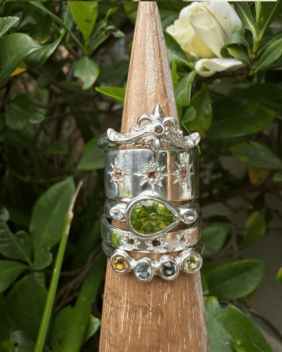 Multi-Stone Sterling Silver Ring with Citrine, Iolite, Tourmaline & Peridot - Kathy Sayce Jewellery