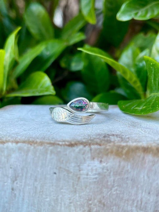 Mystic Topaz Angel Wing Ring – Colour - Changing Natural Gemstone Jewellery - Sterling Silver - Kathy Sayce Jewellery
