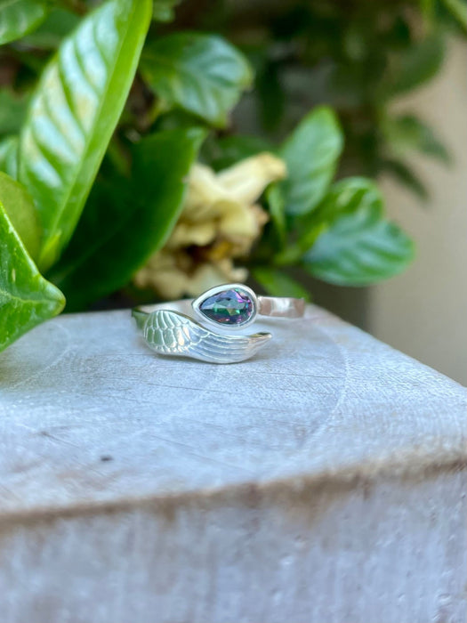 Mystic Topaz Angel Wing Ring – Colour - Changing Natural Gemstone Jewellery - Sterling Silver - Kathy Sayce Jewellery