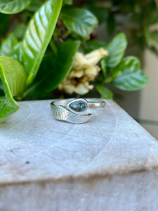 Mystic Topaz Angel Wing Ring – Colour - Changing Natural Gemstone Jewellery - Sterling Silver - Kathy Sayce Jewellery