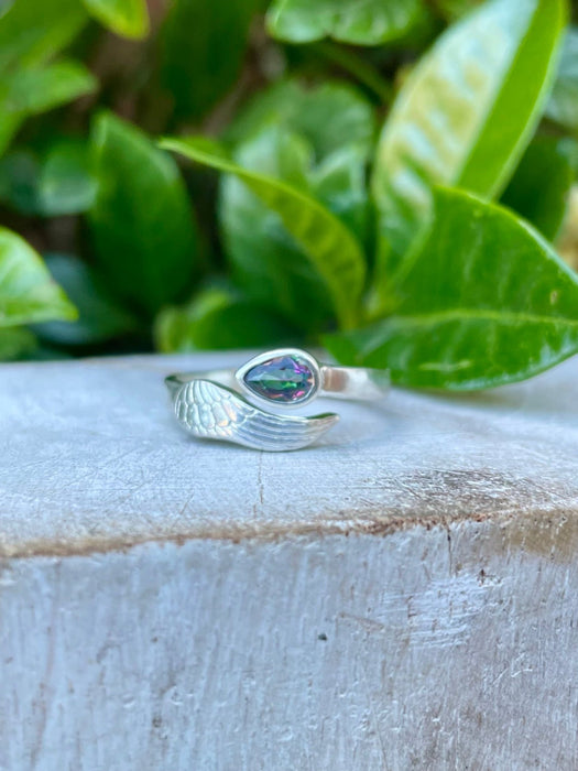 Mystic Topaz Angel Wing Ring – Colour - Changing Natural Gemstone Jewellery - Sterling Silver - Kathy Sayce Jewellery