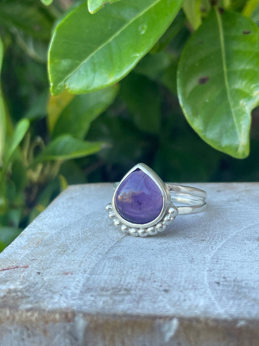 Natural Amethyst Ring – Sterling Silver Split Band – February Birthstone - Kathy Sayce Jewellery