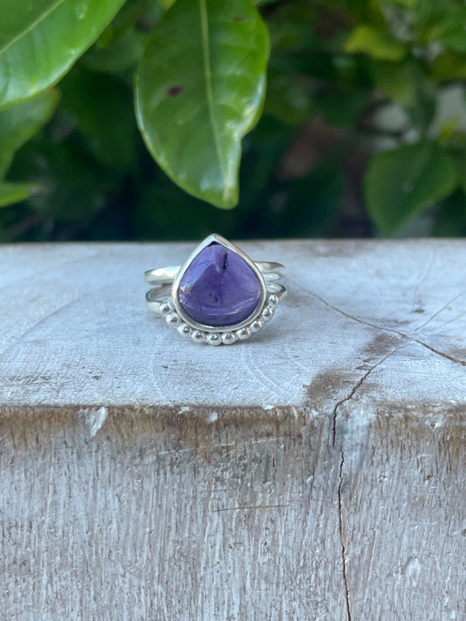 Natural Amethyst Ring – Sterling Silver Split Band – February Birthstone - Kathy Sayce Jewellery