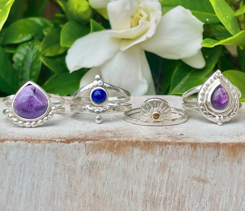 Natural Amethyst Ring – Sterling Silver Split Band – February Birthstone - Kathy Sayce Jewellery