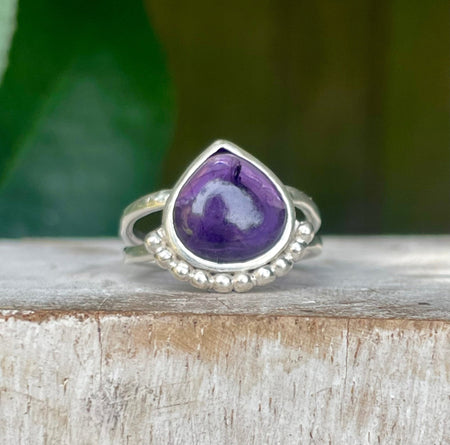 Natural Amethyst Ring – Sterling Silver Split Band – February Birthstone - Kathy Sayce Jewellery