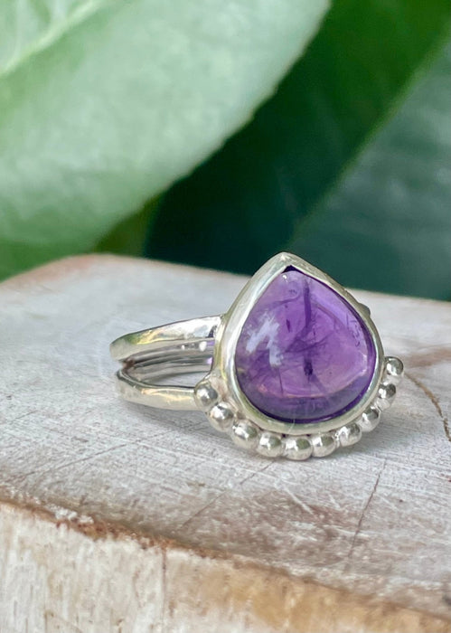 Natural Amethyst Ring – Sterling Silver Split Band – February Birthstone - Kathy Sayce Jewellery