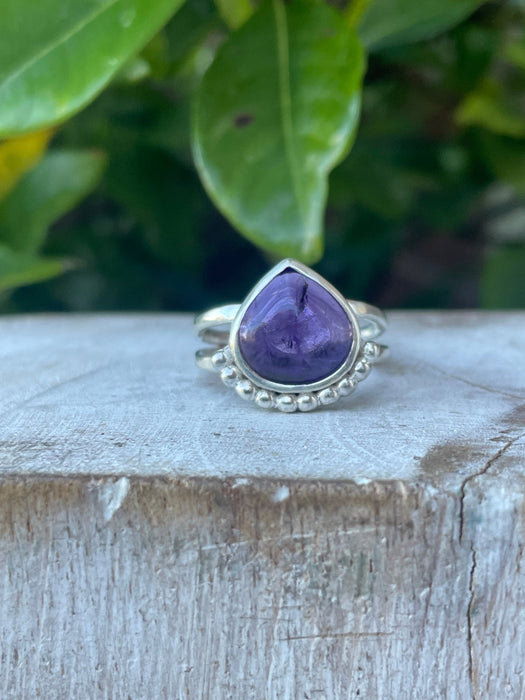 Natural Amethyst Ring – Sterling Silver Split Band – February Birthstone - Kathy Sayce Jewellery